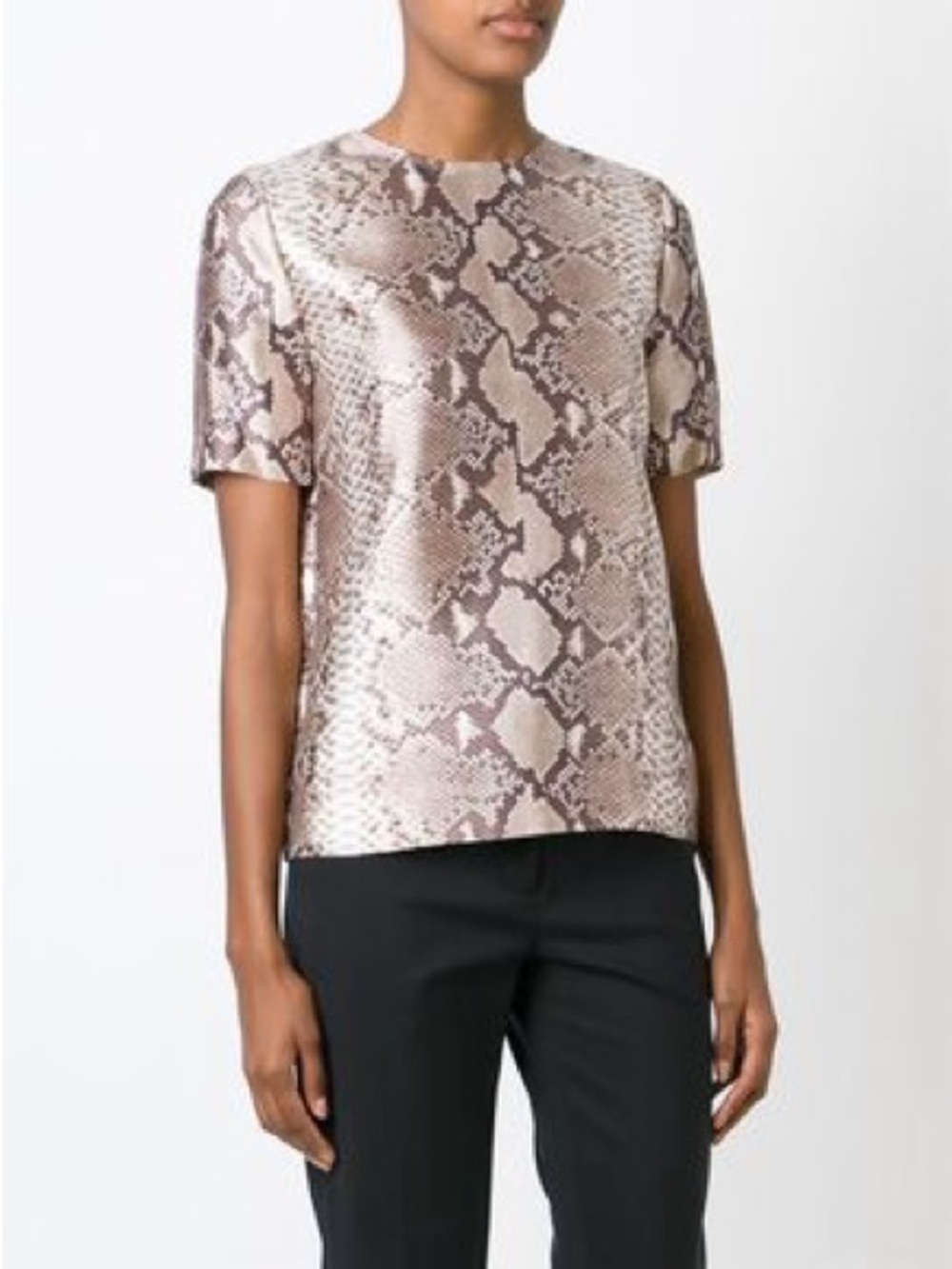 Tory Burch Women’s Top Blouse Size 8 Silk Wool Snakeskin Print Quiet Luxury
